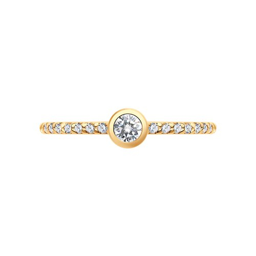 93010162 - Серебряное золоченое кольцо с фианитами