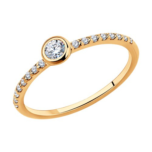 93010162 - Серебряное золоченое кольцо с фианитами