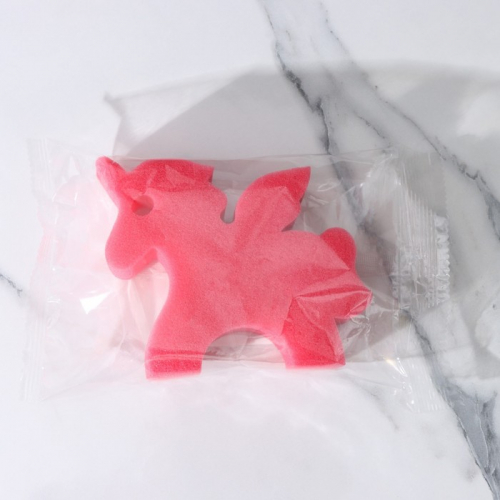 Губка для тела детская «Единорог», 11×9,5×4 см, цвет розовый