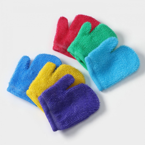 Губка жёсткая с внутренним поролоновым слоем «Молодильная рукавичка», цвет микс