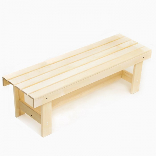 Лавочка (скамейка) деревянная из липы 130 х 32 х 42 см, без спинки, для бани, дачи и сада
