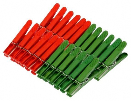 Прищепки пластмассовые красно-зеленые 24 шт/уп.