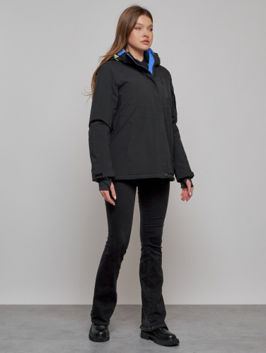 Горнолыжная куртка женская зимняя черного цвета 05Ch