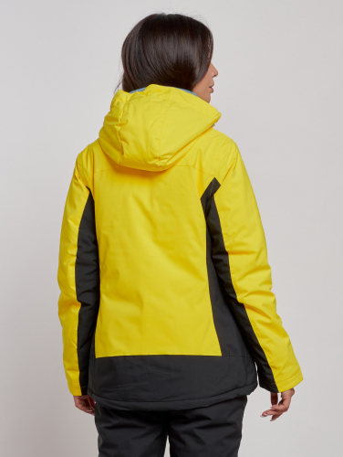 Горнолыжная куртка женская зимняя желтого цвета 3327J