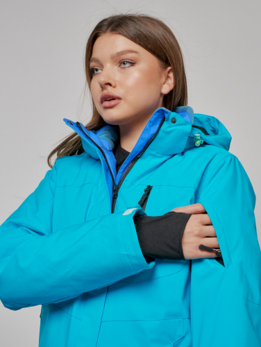 Горнолыжная куртка женская зимняя синего цвета 05S