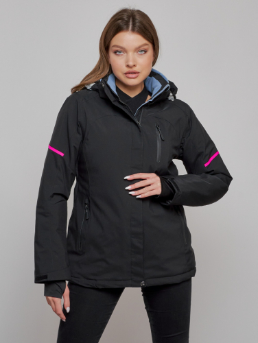 Горнолыжная куртка женская зимняя черного цвета 2002Ch