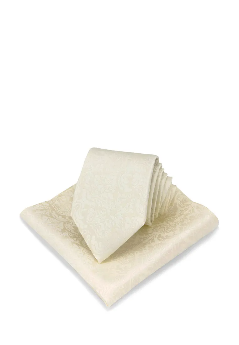 Галстук мужской с платком CARPENTER Carpenter-poly 8-айвори 402.1.14