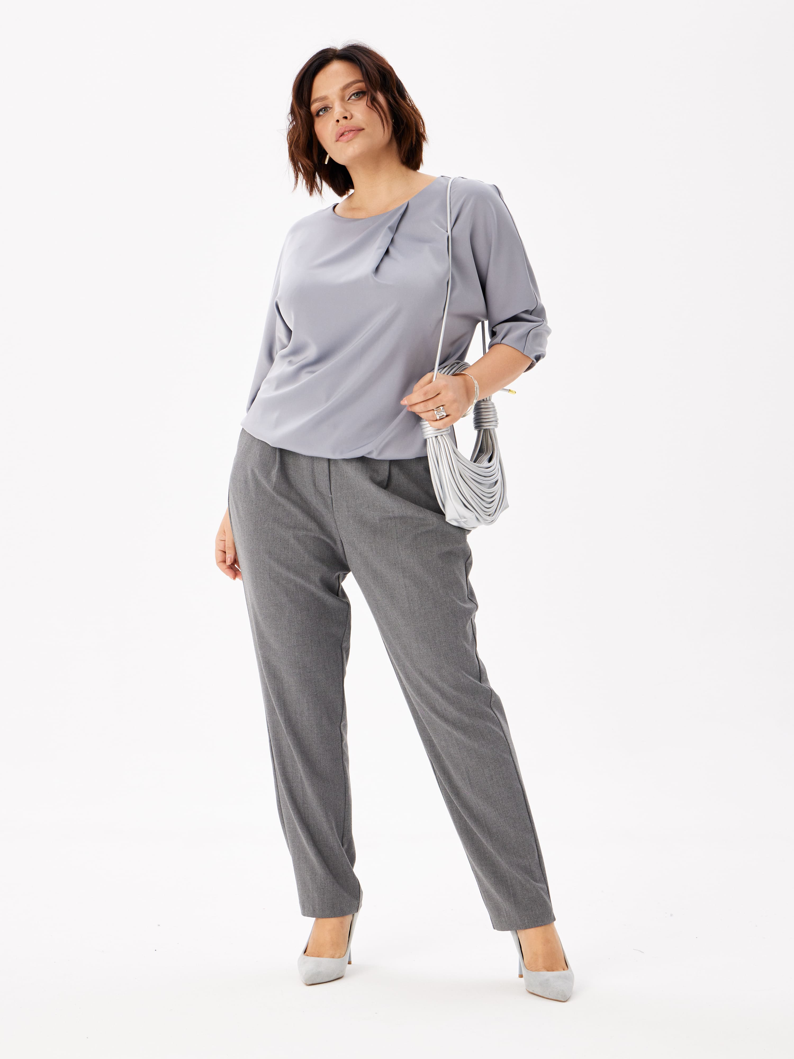 Блузка женская 3/4 рук. KATHARINA KROSS KK-BT-0022-VT серый