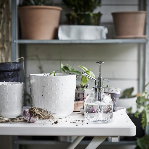 IKEA СЕСАМФРЁН Опрыскиватель для растений, прозрачное стекло, серый, белый
