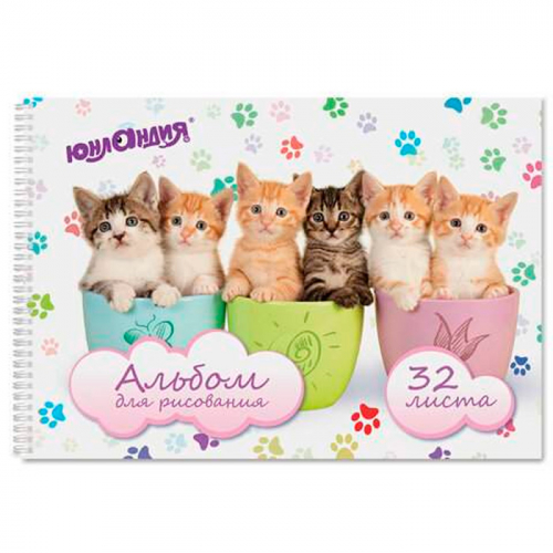 Альбом для рисования 32 л. Котики Юнландия 105077 в Нижнем Новгороде