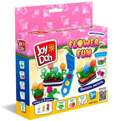 Набор ДТ Масса для лепки Joy Doh набор FLOWER FUN - ЦВЕТЫ,3D формы цветов,8 аксессуаров,3 пакетика с в Нижнем Новгороде