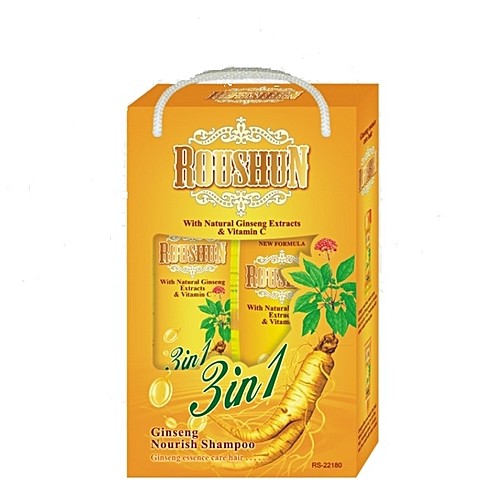 ROUSHUN Шампунь + Бальзам GINSENG Nourish 3 в 1 Питательный с экстрактом ЖЕНЬШЕНЯ 400мл + 200мл (RS-30748)