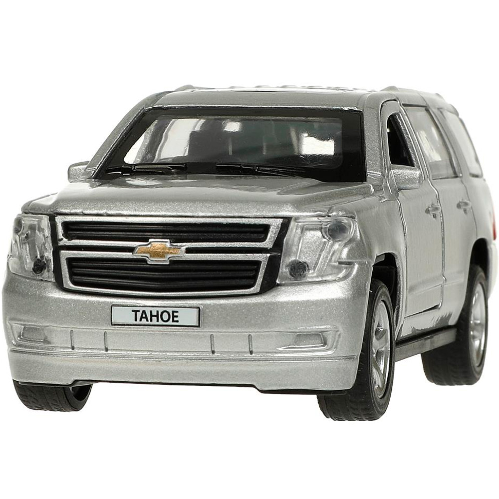 Модель TAHOE-12-SR CHEVROLET TAHOE 12 см, двери, багаж, инерц, серебристый Технопарк в коробке в Нижнем Новгороде