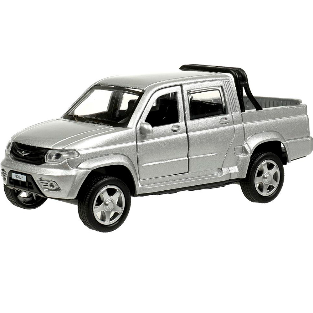 Модель PICKUP-12-SR УАЗ ПИКАП 12 см, двери, багаж, инерц, серебристый Технопарк в коробке в Нижнем Новгороде