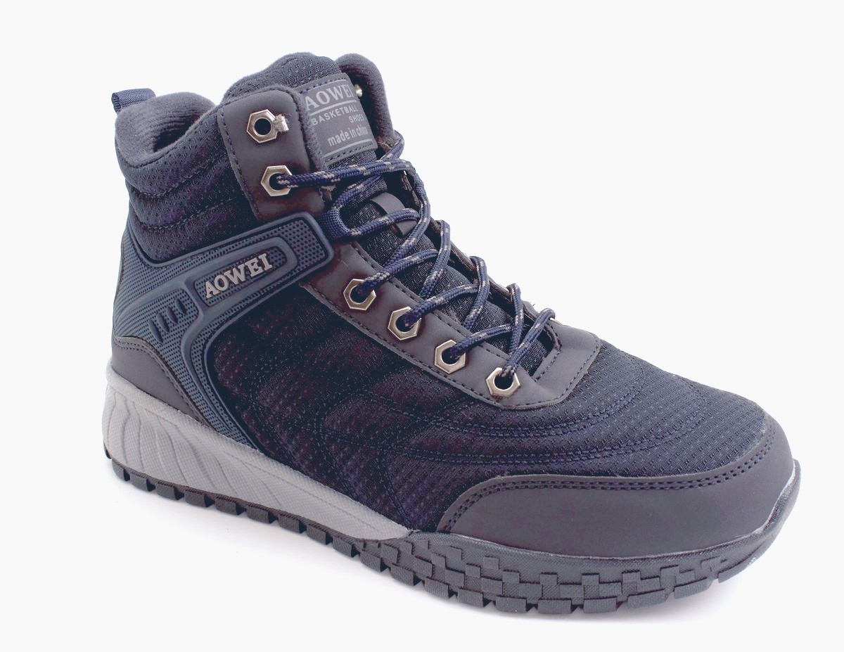 Aowei A2467-9-МП/Z Ботинки син текстиль+иск нубук, подклад иск мех