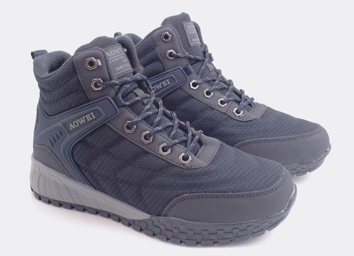 Aowei A2467-9-МП/Z Ботинки син текстиль+иск нубук, подклад иск мех