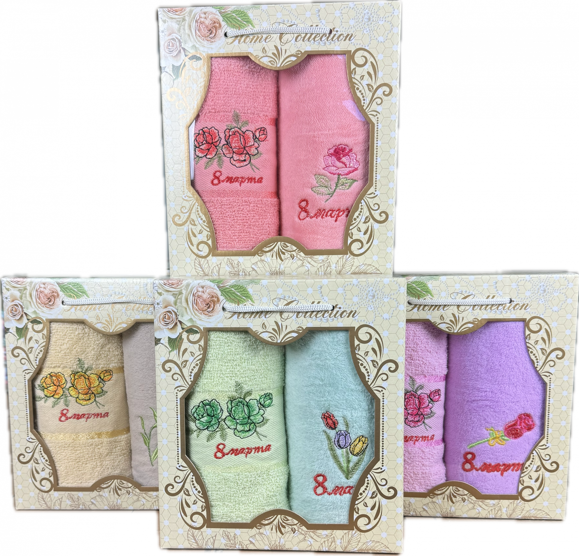 Набор полотенец и салфетка 8 МАРТА 3 пр р-р 35х75 2 шт и 25х25 1 шт