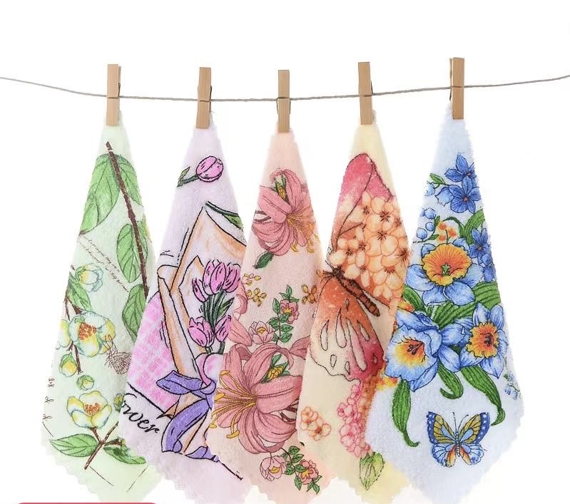 Салфетка микрофибра 002 - 213 ЦВЕТЫ р-р 30х30 (5 шт)