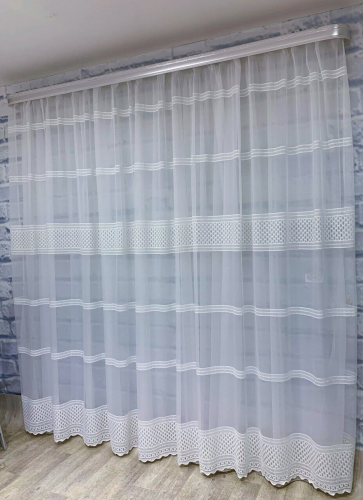 Тюль лен вышивка с люрексом 4м. domtex35