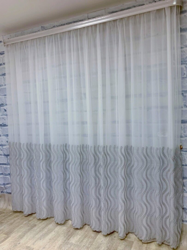Тюль лен вышивка с люрексом 4м. domtex35