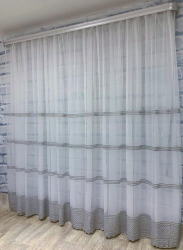 Тюль лен вышивка с люрексом 4м. domtex35