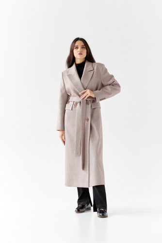Пальто женское демисезонное 26326 (коричневый/ёлочка)