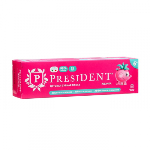 Детская зубная паста PRESIDENT 6+ жвачка, 50 гр