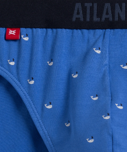 Мужские трусы слипы спорт Atlantic, набор 3 шт., хлопок, небесно-голубые + темно-синие + графит, 3MP-158