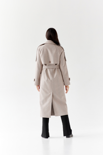 Пальто женское демисезонное 25799 (коричневый/ёлочка)