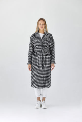 Пальто женское демисезонное 25550 (черно-белый)