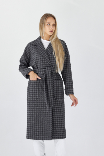 Пальто женское демисезонное 25550 (черно-серый)