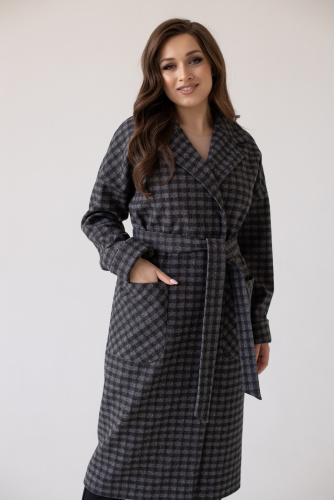 Пальто женское демисезонное 25550 (черно-серый)