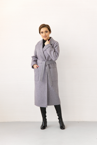 Пальто женское демисезонное 25550 (лиловый/диагональ)
