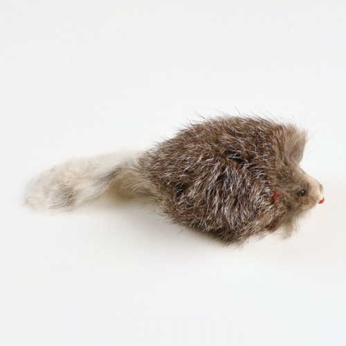 Мышь из натурального меха, 7,5 см, микс белая/серая, фасовка 30 шт