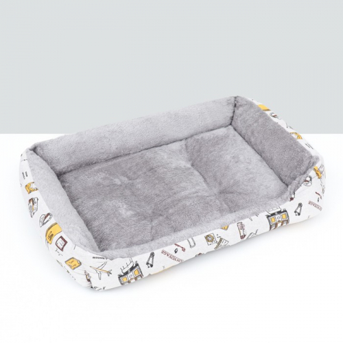 Лежанка для животных, двухсторонняя подушка, 60 х 45 х 15 см,  серо-белая