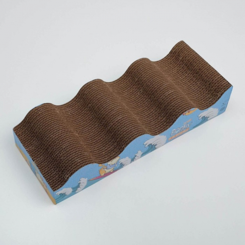 Когтеточка из картона с кошачьей мятой «Лови волну», волна с дном, 45 × 18 см