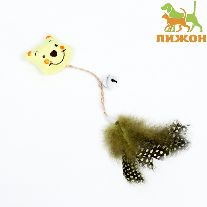 Игрушка для кошек с кошачьей мятой и перьями
