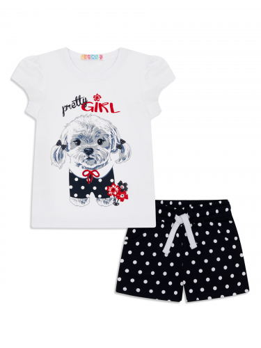 Детский трикотажный набор для девочек: футболка с коротким рукавом и шорты
