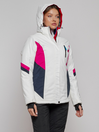 Горнолыжная куртка женская зимняя белого цвета 2201-1Bl