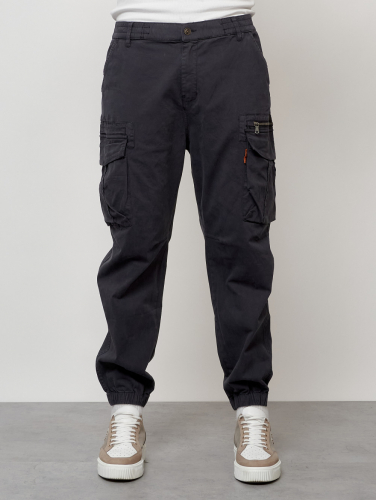 Джинсы карго мужские с накладными карманами темно-серого цвета 2425TC