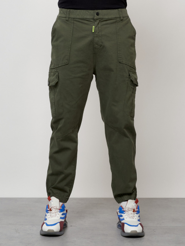 Джинсы карго мужские с накладными карманами цвета хаки 2422Kh