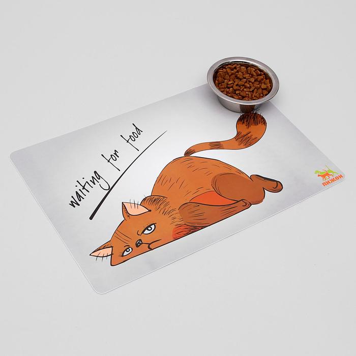 Коврик под миску «Пижон» с нескользящим основанием 43×28 см Waiting for food