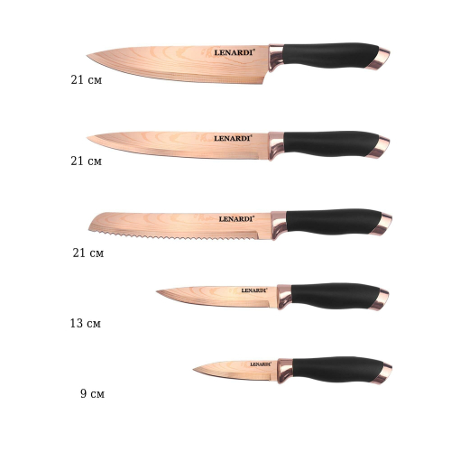 Набор ножей 6пр. на подставке в под.уп.(х10)Нержавеющая сталь