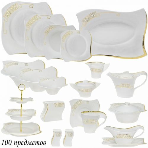 Чайно-столовый сервиз 100пр. GIVENCHI GOLD в под.уп.(х1/2)Фарфор