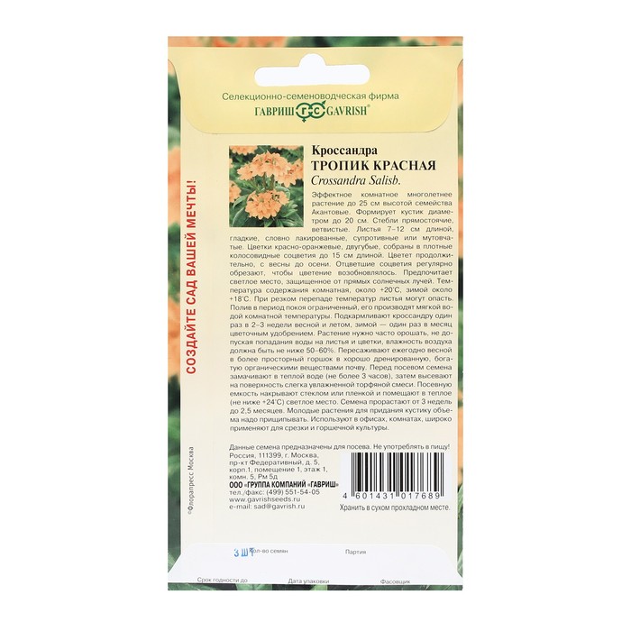 Семена цветов Кроссандра