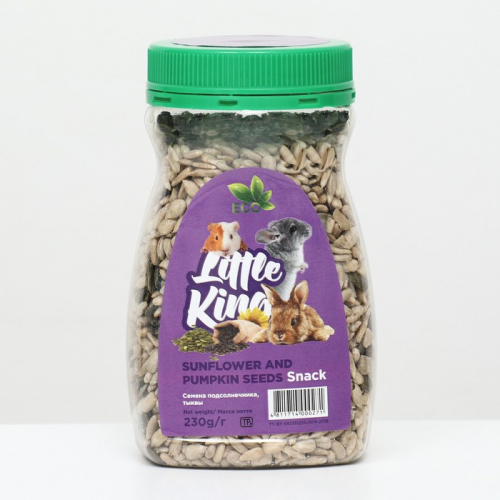 Лакомство Little King для грызунов (семена подсолнечника и тыквы), банка 230 г