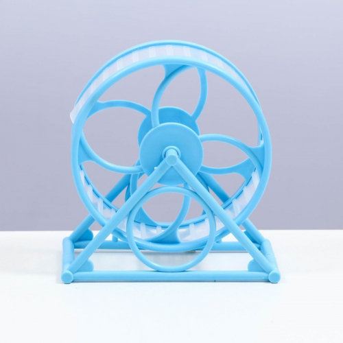 Колесо на подставке для грызунов, диаметр колеса 12,5 см, 14 х 3 х 9 см, голубое