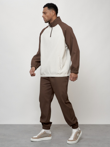 Спортивный костюм мужской модный коричневого цвета 35021K