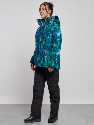 Горнолыжный костюм женский большого размера зимний синего цвета 03517S
