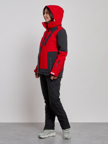 Горнолыжный костюм женский зимний красного цвета 02306Kr